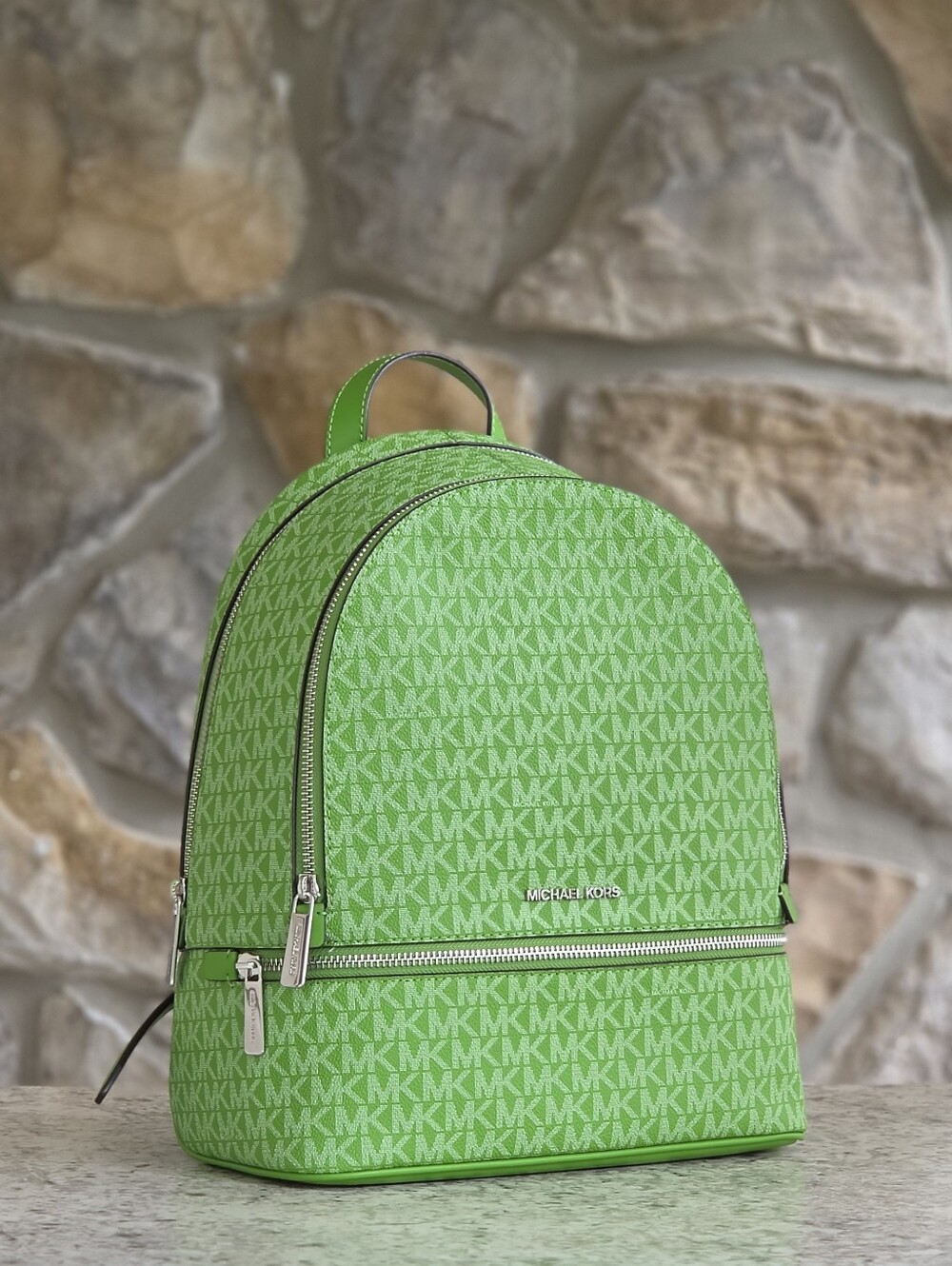 Michael Kors Rhea Logo Medium Green Backpack